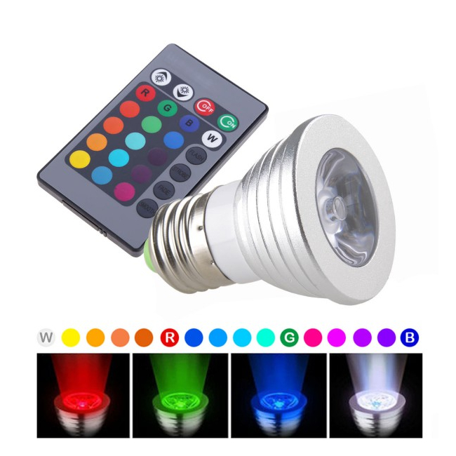 Bec LED Tip Spot 3W RGB cu Telecomanda Bec Soclu E27 220V