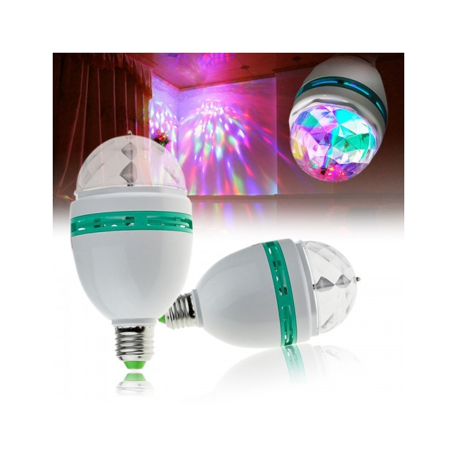 Bec Rotativ E27 cu 3 LEDuri 1W Multicolore Efect Disco HT399