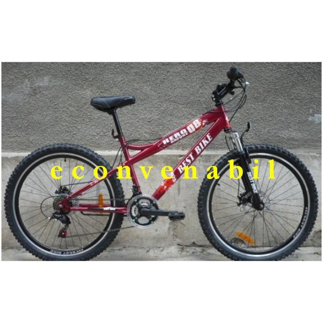 Bicicleta Best Bike Hero 08 cu Suspensii pe Fata si Frana Disc Fata Spate