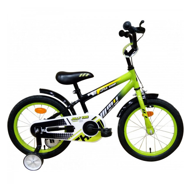 Bicicleta Copii 4-6 Ani, cu Roti Ajutatoare, Jolly Kids IBY16 BIC16 Verde
