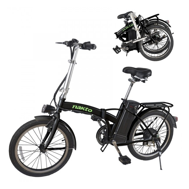 Bicicleta Electrica Pliabila 20 Inch 250W 36V Negru cu Verde Nakto