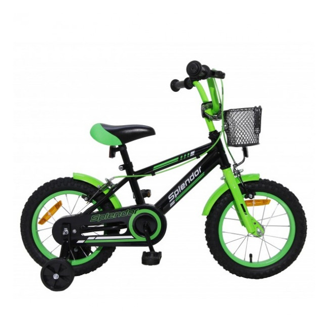 Bicicleta pentru Copii 12 Inch Splendor Negru cu Verde SPL12N