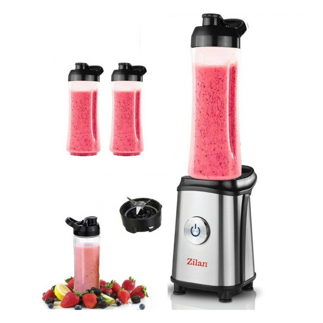 Blender Electric Inox Smoothies 350W 2x600ml 1x300ml Zilan ZLN0504