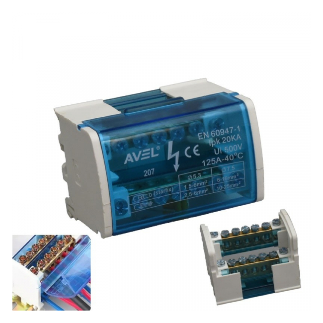 Bloc de distributie electric 207 125A 500V 1.5-16mm 2.5-25mm 14J084 XXM