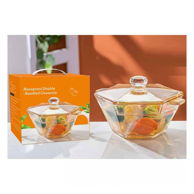 Bol Hexagonal cu Capac 1.6L Sticla Wei A16521 DNC68088