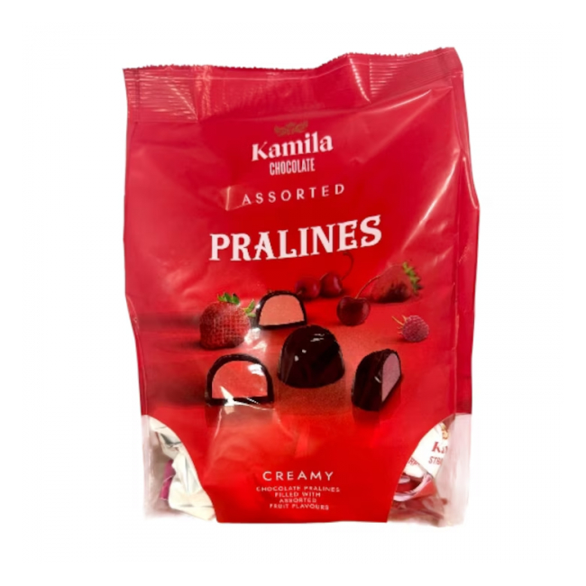 Bomboane de ciocolata cu umplutura de capsuni si cirese Kamila 750gr MGR