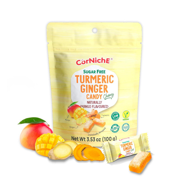 Bomboane Moi Fara Zahar Ghimbir Turmeric Mango Anti Greata CorNiche 100g MLL