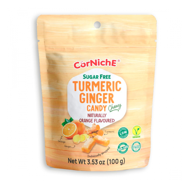 Bomboane Moi Fara Zahar Ghimbir Turmeric Portocale Anti Greata CorNiche 100g MLL