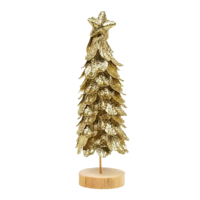 Bradut Auriu Decorativ de Craciun PVC+Lemn 22cm SD-00409 WEI DNC59938