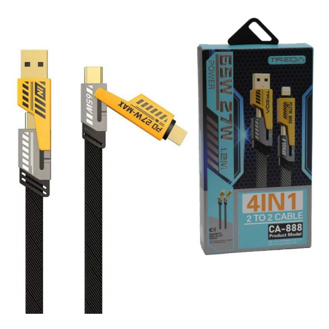 Cablu Incarcare Rapida Telefon si Date 4in1 Super Fast PD 27W USB 65W 1.2m CA888 4 Mufe 2B048 XXM