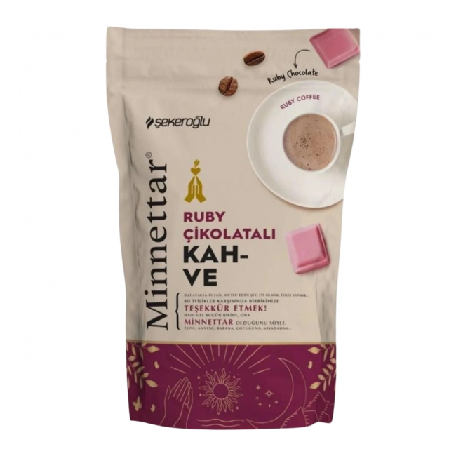 Cafea turceasca cu ciocolata roz Ruby bautura instant pudra 165g Minnettar MGR