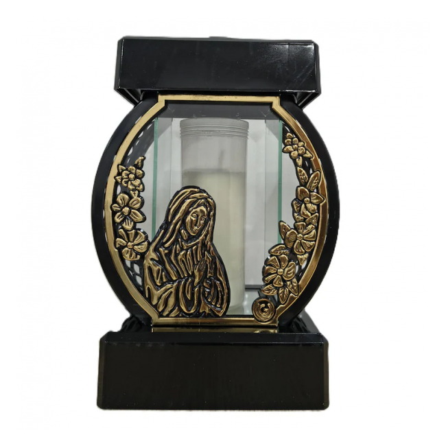 Candela Funerara Decorativa cu Lumanare 38x17x17cm Vitraz Maria CNN53155