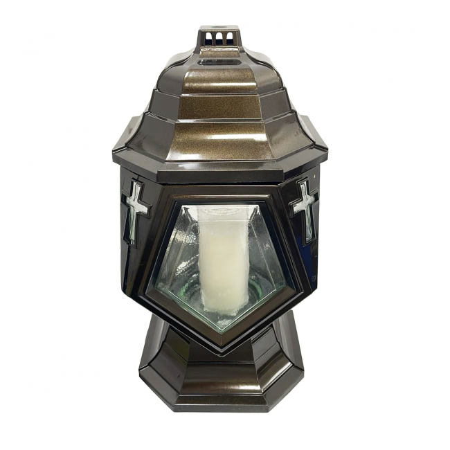 Candela funerara din sticla acoperita cu plastic 42x21x21cm Venetian 3 CNN52986