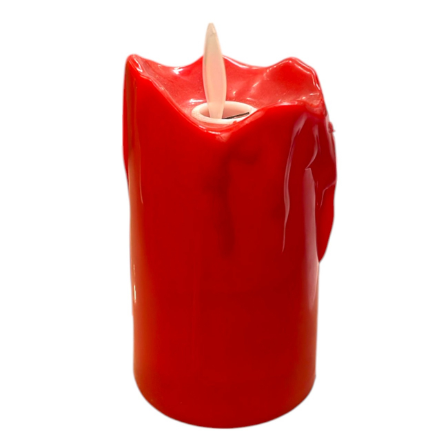 Candela lumanare plastic ROSU ceara scursa LED care palpaie 5x11cm 6147-3 CCN40836