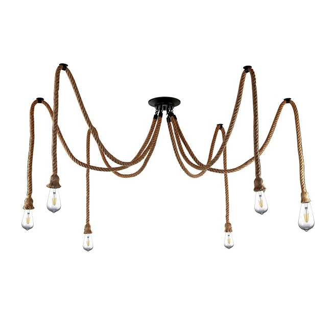 Candelabru Vintage Spider din Sfoara pentru 6xE27 Becuri E27 WTT