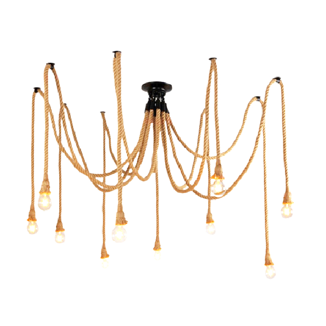 Candelabru Vintage Spider din Sfoara pentru 10 becuri E27 WTT