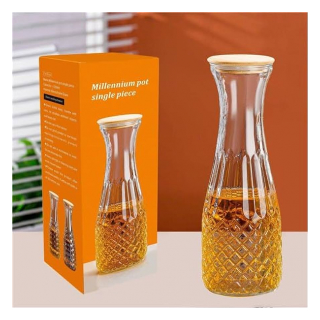 Carafa Limonada cu Capac 1.2L Sticla Bambus Wei A16492 DNC68089