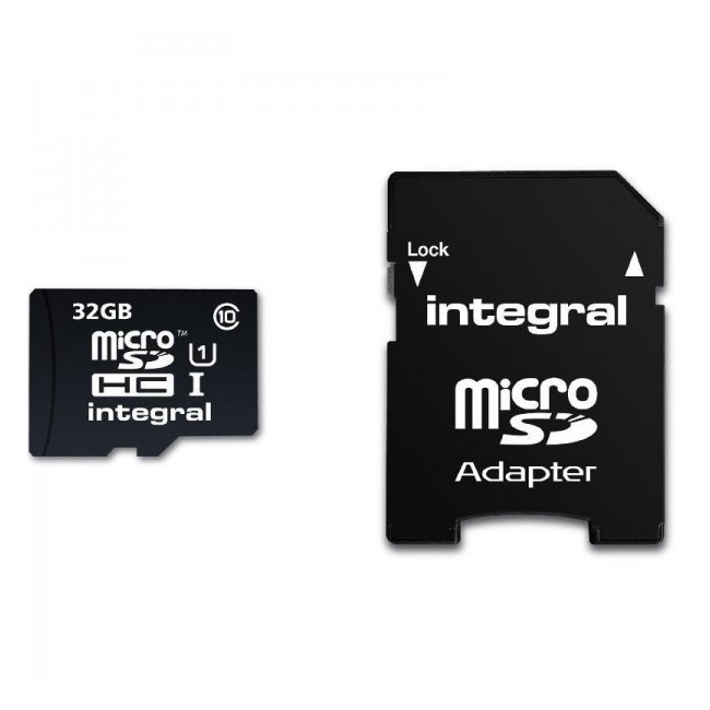 Card Integral Micro SDHC 32GB Clasa 10 UHS-I U1 cu adaptor SD