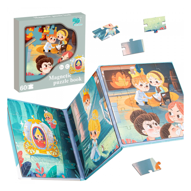 Carte magnetica joc puzzle Cenusareasa si pantoful de sticla 60 piese 8526-10 CWT