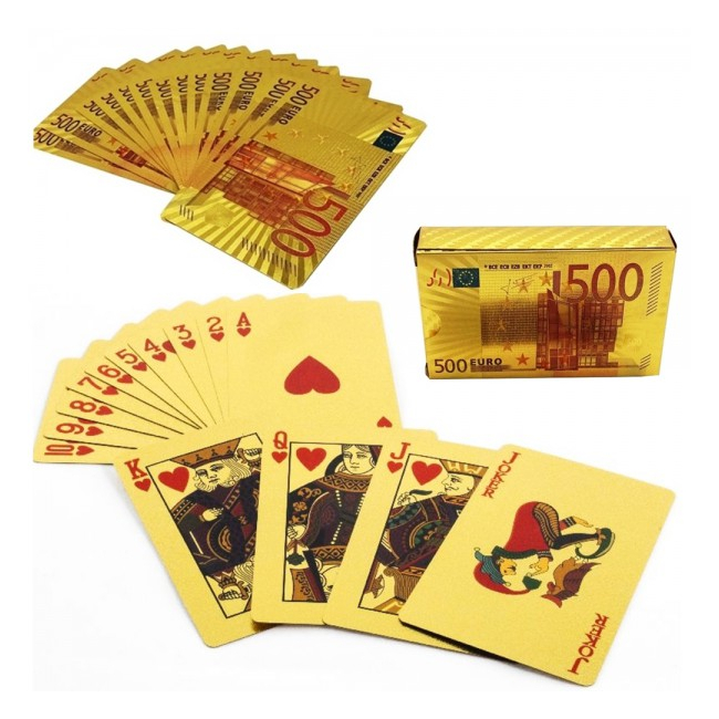 Carti de Joc Aurii Plastifiate cu Design 500 Euro