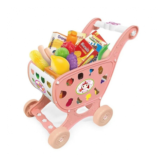 Carucior cumparaturi pentru copii fara accesorii 4 roti 29x28x18cm Roz 978-1 CWT
