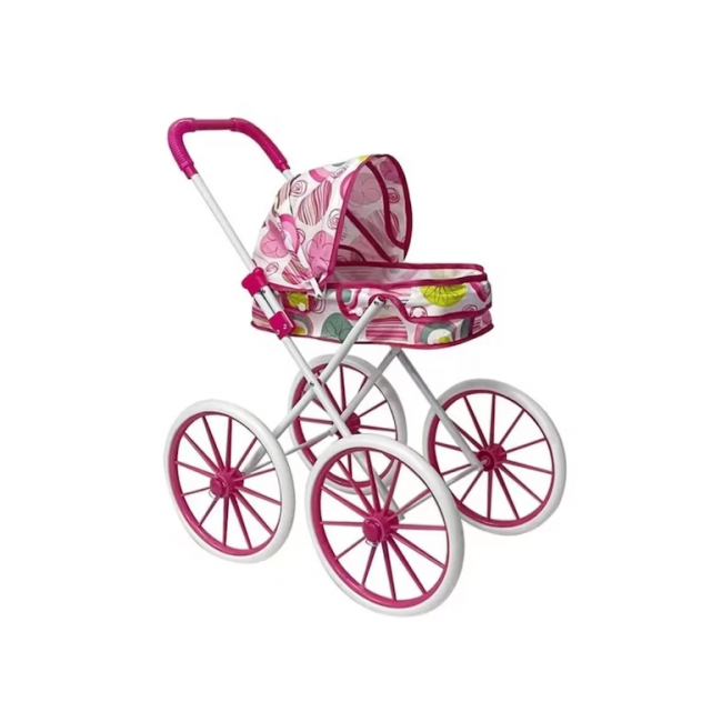 Carucior de Jucarie pentru Papusi pliabil pentru copii 57x33x65cm alb-roz DL581-13 CWT