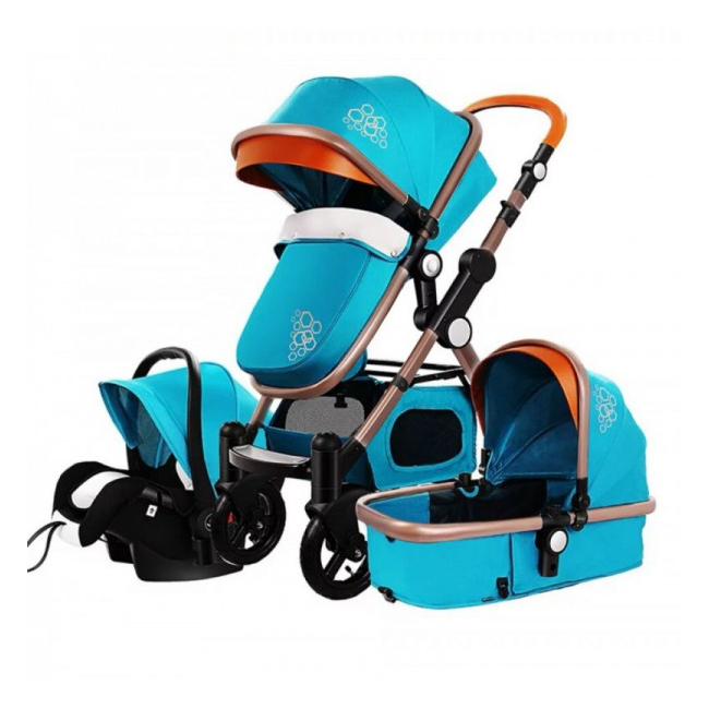 Carucior Multifunctional 3in1 JU Golden Baby T800 Albastru