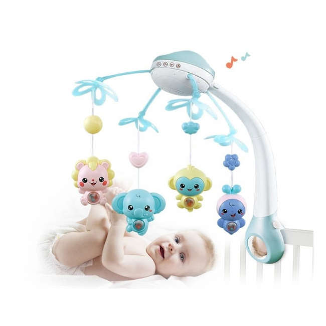 Carusel muzical cu jucarii patut bebelus proiector si lumini veghe 6688A CWT
