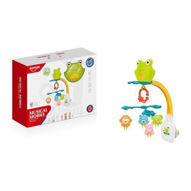 Carusel muzical mobil cu proiectie luminoasa Broasca Galben si Verde HE0309 CWT