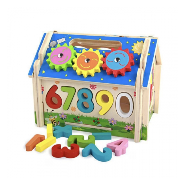 Casa copii multifunctionala din lemn cu 5 tipuri de activitati educative MMM-108 CWT