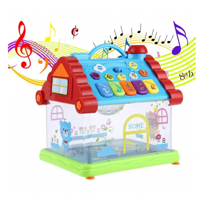 Casuta cu proiectii lumini si melodii copii 23x20x15cm Multicolor 876 CWT