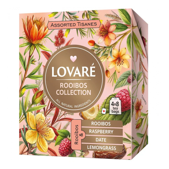 Ceai asortat Rooibos Collection Lovare set 32 pliculete 4 arome plante 48g MGR34930