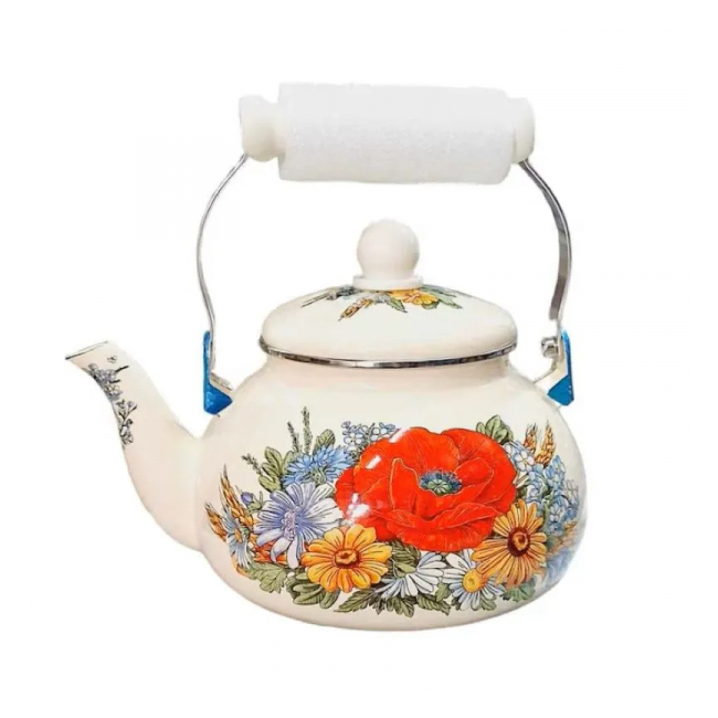 Ceainic Emailat Brio Emalika Bej 2.5L Flori de Camp 104631 CNN43643