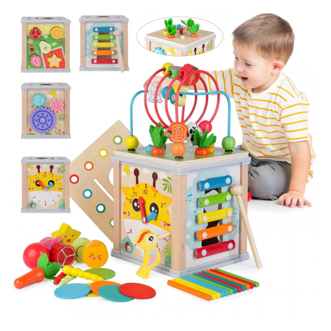 Centru activitati educativ 7in1 din lemn 16×16×30cm MWDH-020 CWT
