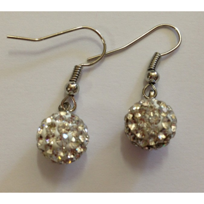 Cercei Shamballa cu Cristale Argintii