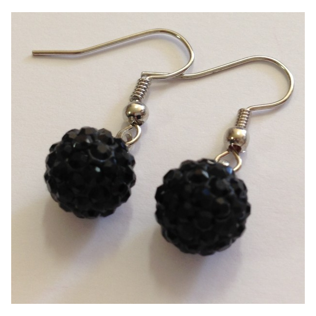 Cercei Shamballa cu Cristale Negre
