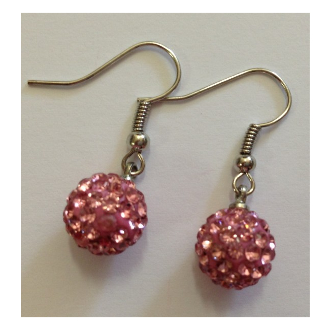 Cercei Shamballa cu Cristale Roz