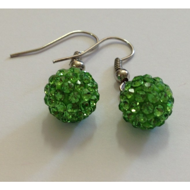 Cercei Shamballa cu Cristale Verzi