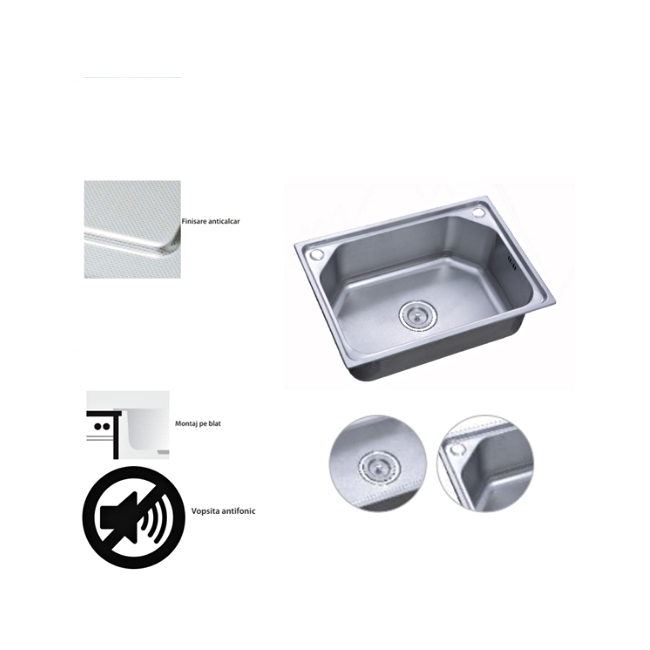 Chiuveta inox pentru blat mata 43x60cm FREDDO SN9026