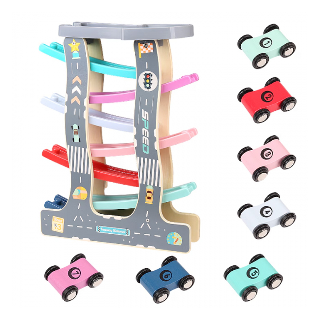 Circuit din lemn cu 7 piste si masinute MZY 922 CWT