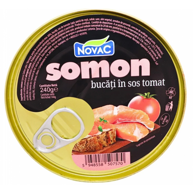 Conserva de Peste Somon Bucati in Sos Tomat Novac 240g MGR28571