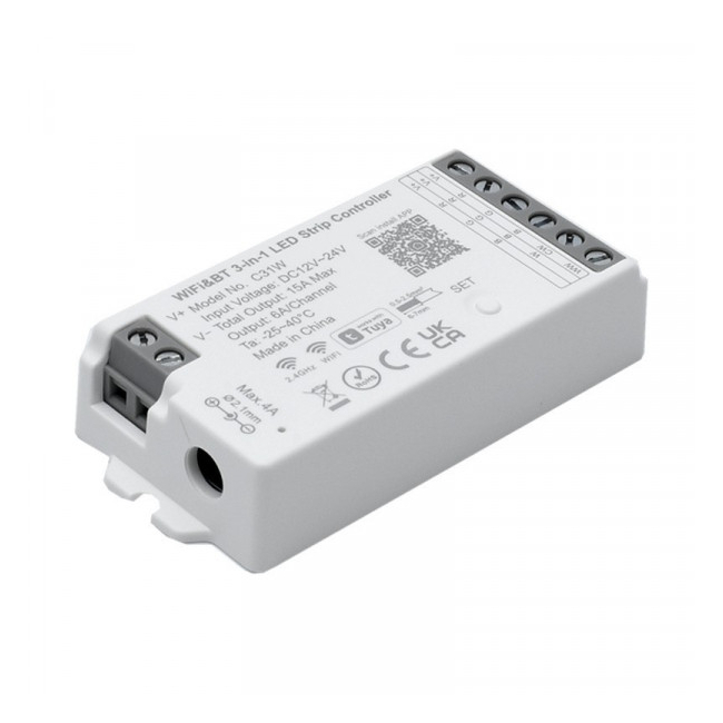 Controler WiFi si Bluetooth Tuya Banda LED 12–24V RGB/RGBW/RGB+CCT C31W 18A221 XXM