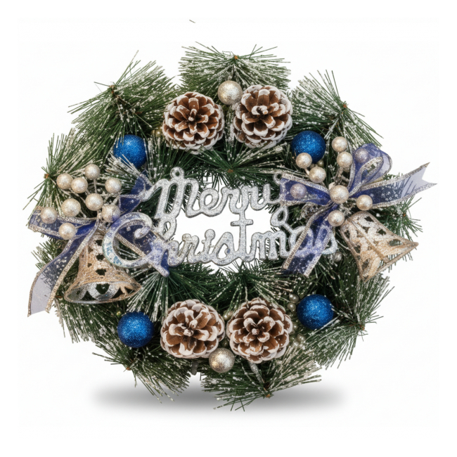 Coronita Artificiala Craciun 30cm Merry Christmas Clopotei Grunberg CDC338