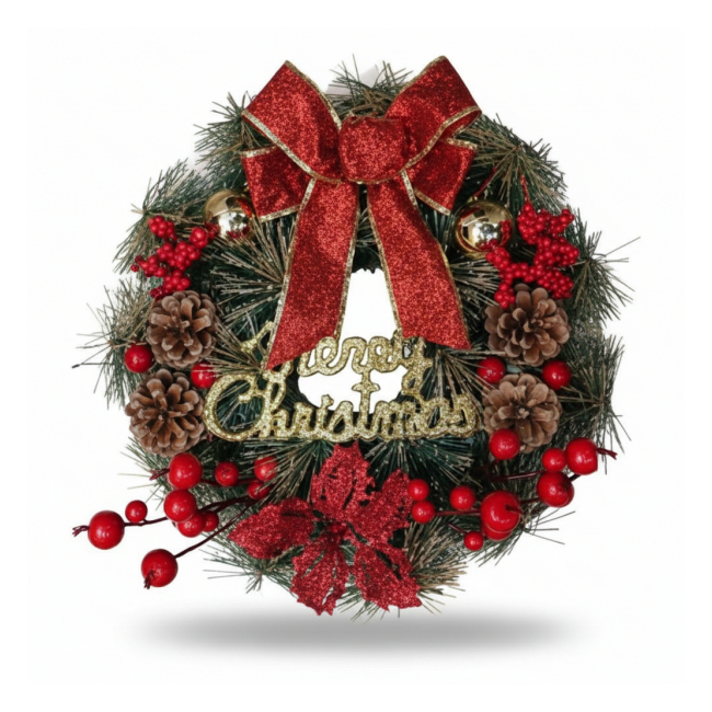 Coronita Artificiala Craciun 40cm Merry Christmas Funda Rosie Grunberg CDC339
