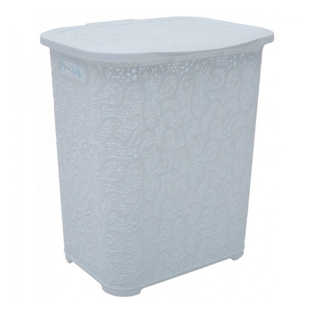 Cos de Rufe din Plastic cu Aspect Dantelat 45L Tuffex TP8006 JU Alb