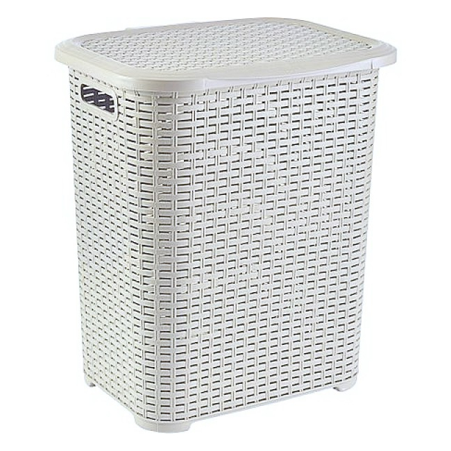 Cos de Rufe din Plastic cu Aspect Rattan 45L Tuffex TP7019 JU Alb