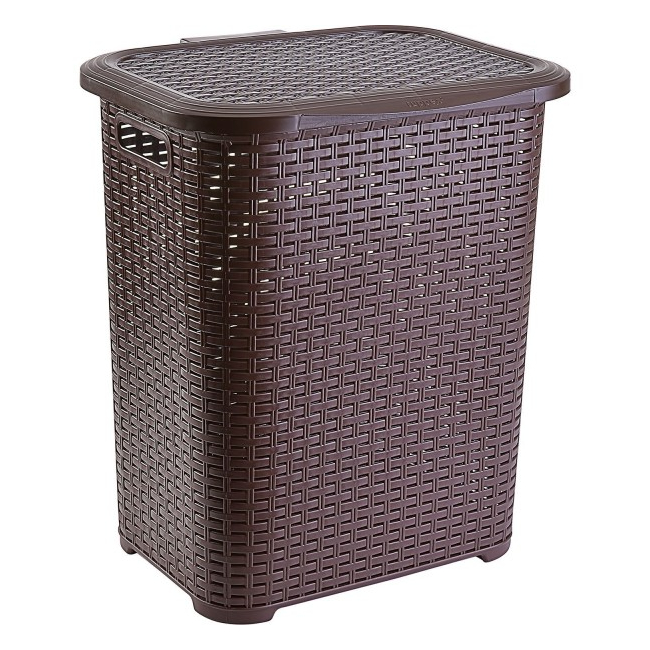 Cos de Rufe din Plastic cu Aspect Rattan 45L Tuffex TP7019 JU Maro