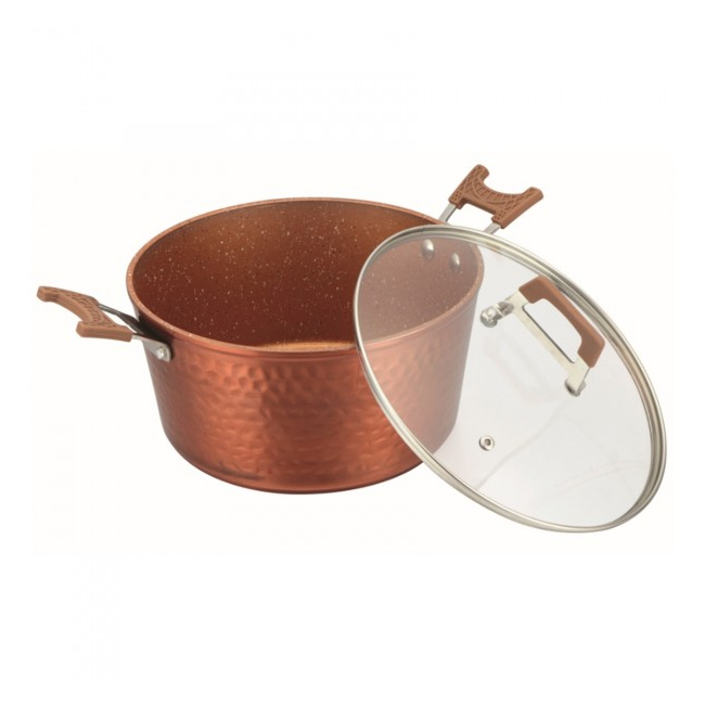 Cratita Aluminiu Marmorata cu Capac 24cm 5L Grunberg GR4001