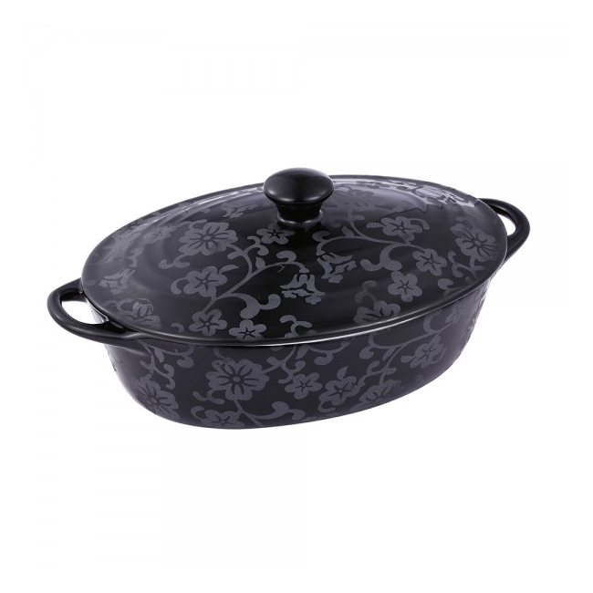 Cratita Ceramica Neagra Ovala cu Capac 1.4L Vabene VB6020023