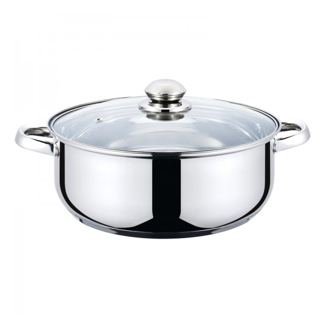 Cratita din inox cu capac din sticla 28cm 5.5l Grunberg GR3119